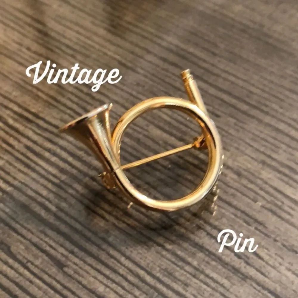 Vintage Goldtone French Horn Pin Musical Instrument